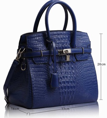 Modrá kabelka v imitaci kroko LS Fashion LS00140C