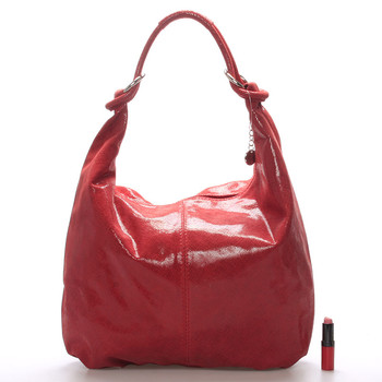 Dámská kožená lakovaná kabelka červená - ItalY Amadea