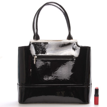 Dámská luxusní lakovaná kabelka černá  - Maggio Magnolia