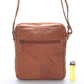 Pánská světle hnědá prošívaná kožená taška - Sendi Design Bris