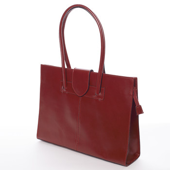 Elegantní a módní dámská kožená kabelka tmavě červená - ItalY Alison