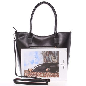 Elegantní černá kožená kabelka přes rameno - ItalY Madeline