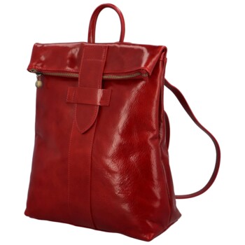 Dámský kožený batoh červený - Delami Vera Pelle Sarava