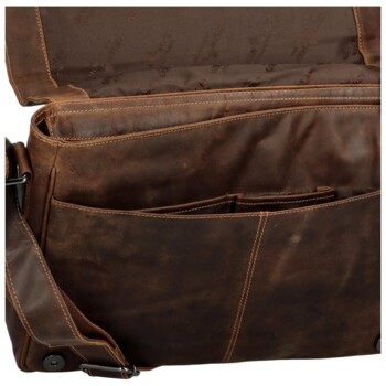 Pánská kožená pracovní taška khaki - Green Wood Navar