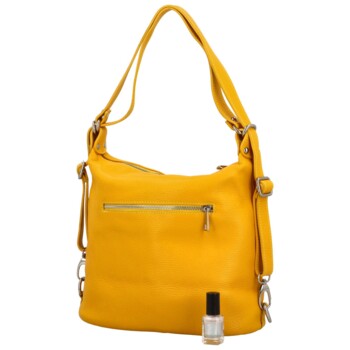 Dámský kožený kabelko/batoh žlutý - Delami Teresa