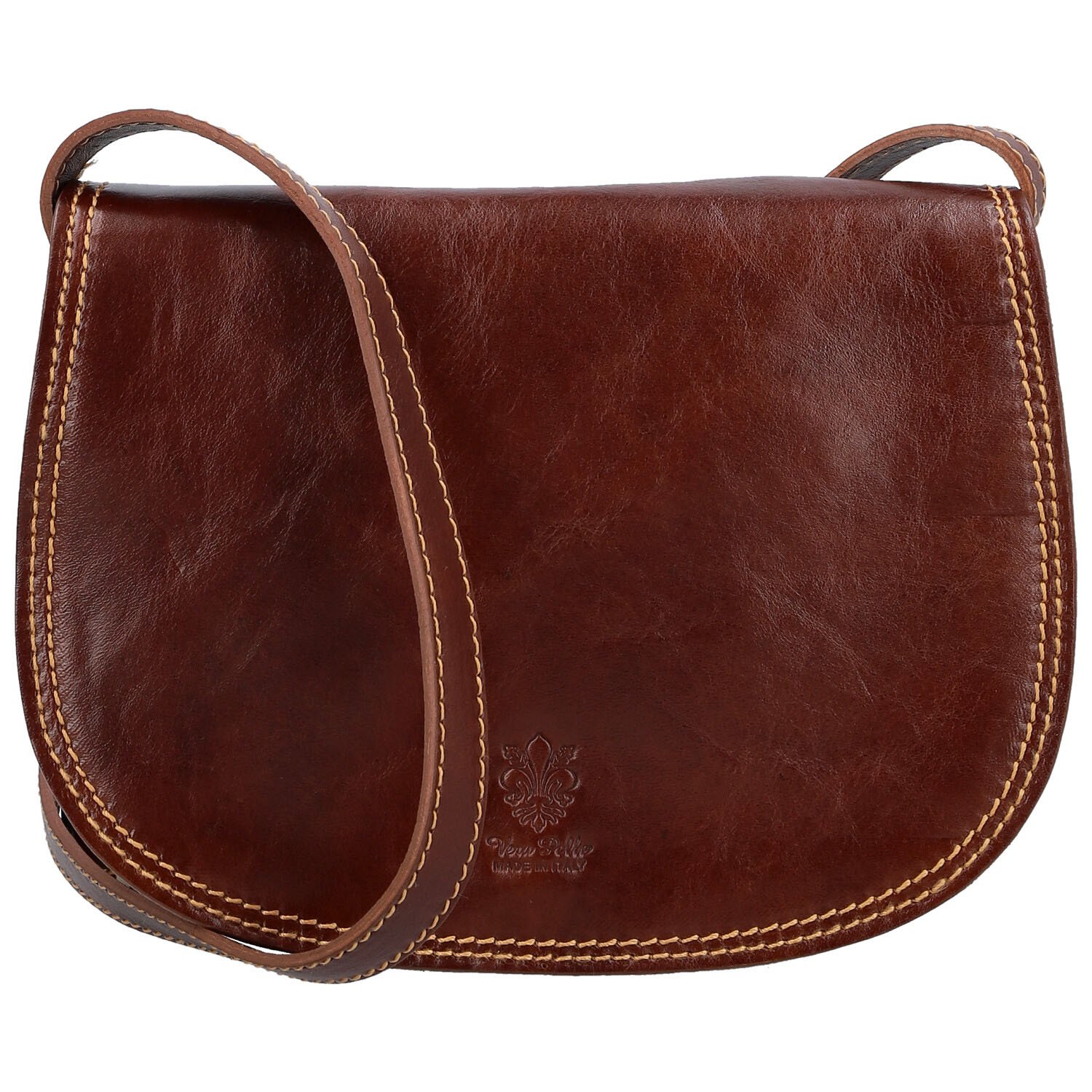 Dámská kožená crossbody kabelka hnědá - Delami Elrosa