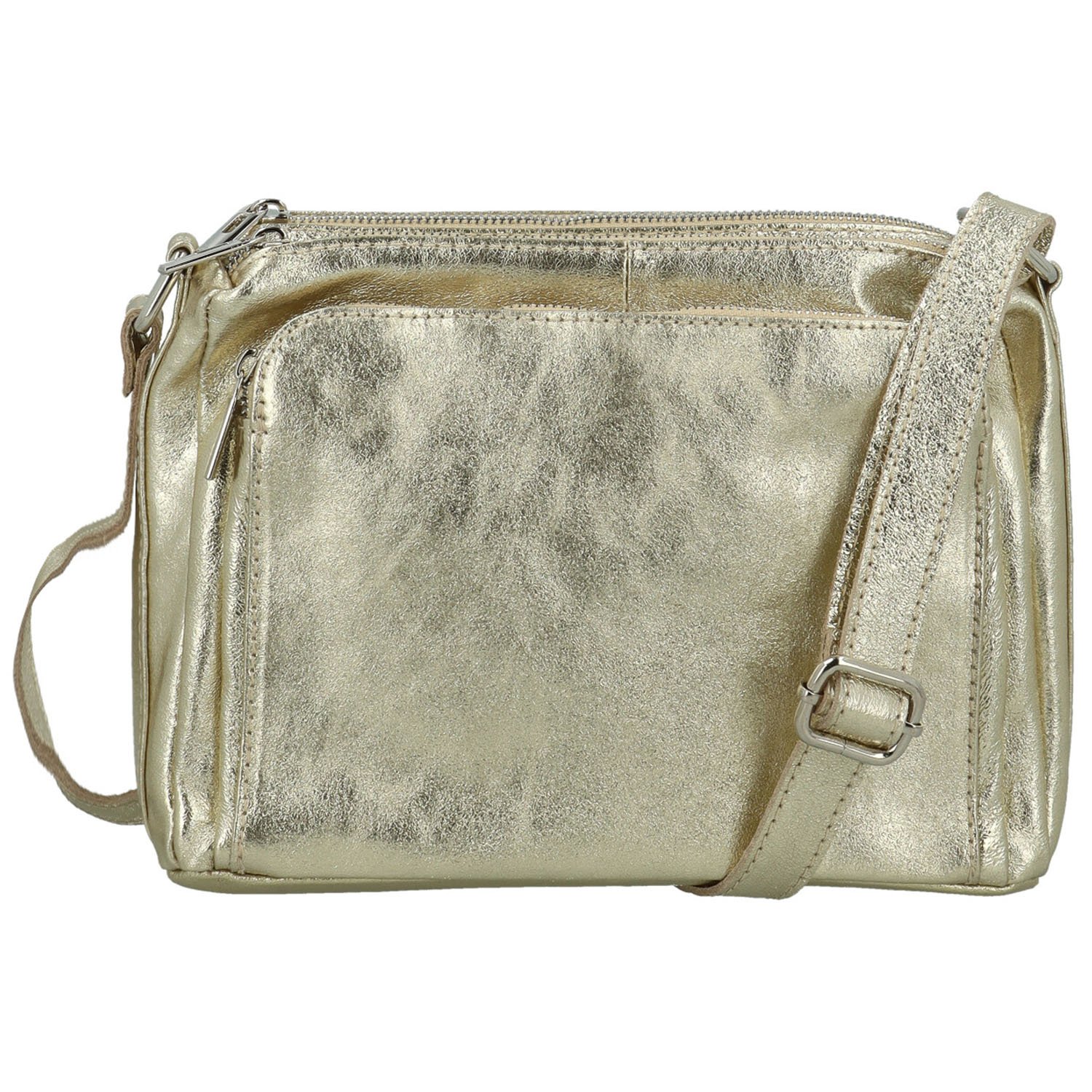 Dámská kožená crossbody kabelka zlatá - Delami Vera Pelle Bandit