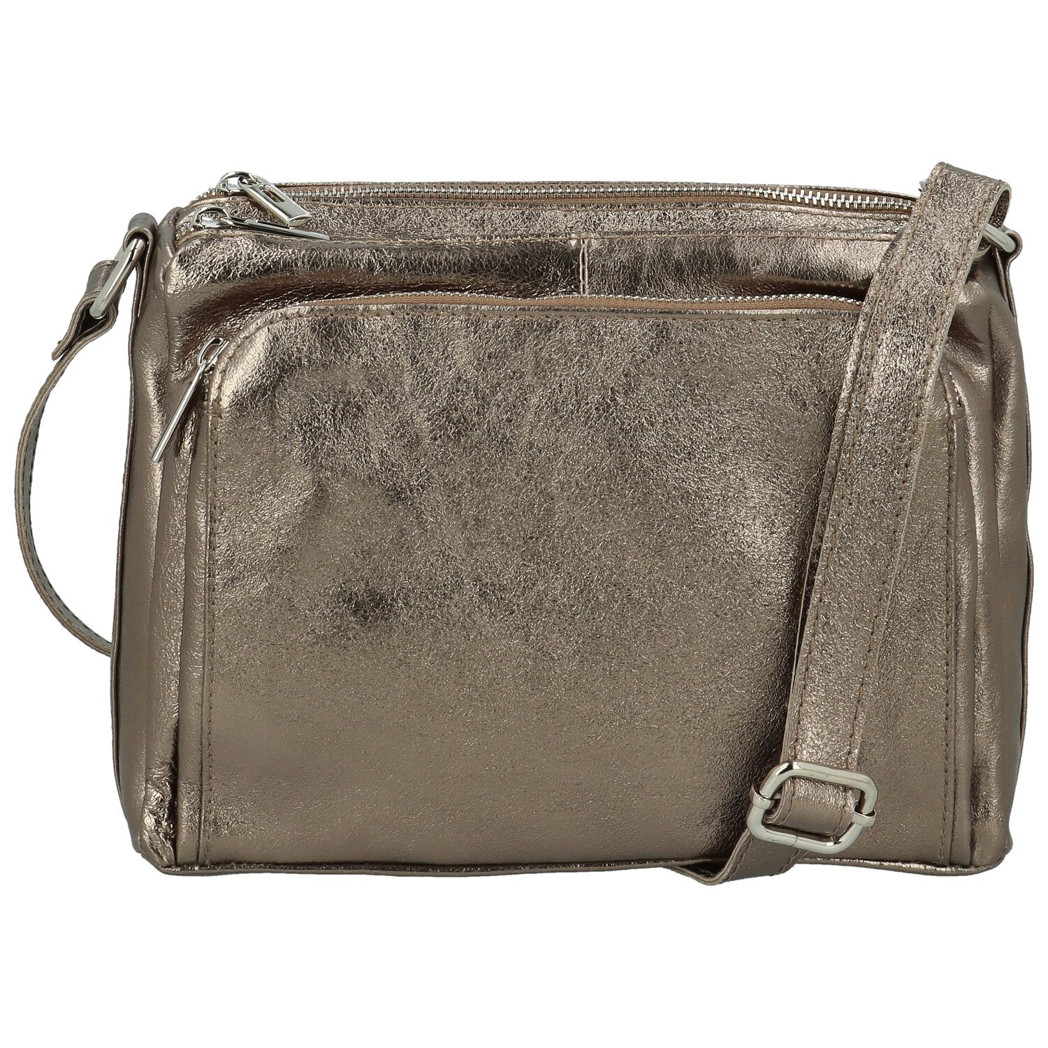 Dámská kožená crossbody kabelka bronzová - Delami Vera Pelle Bandit