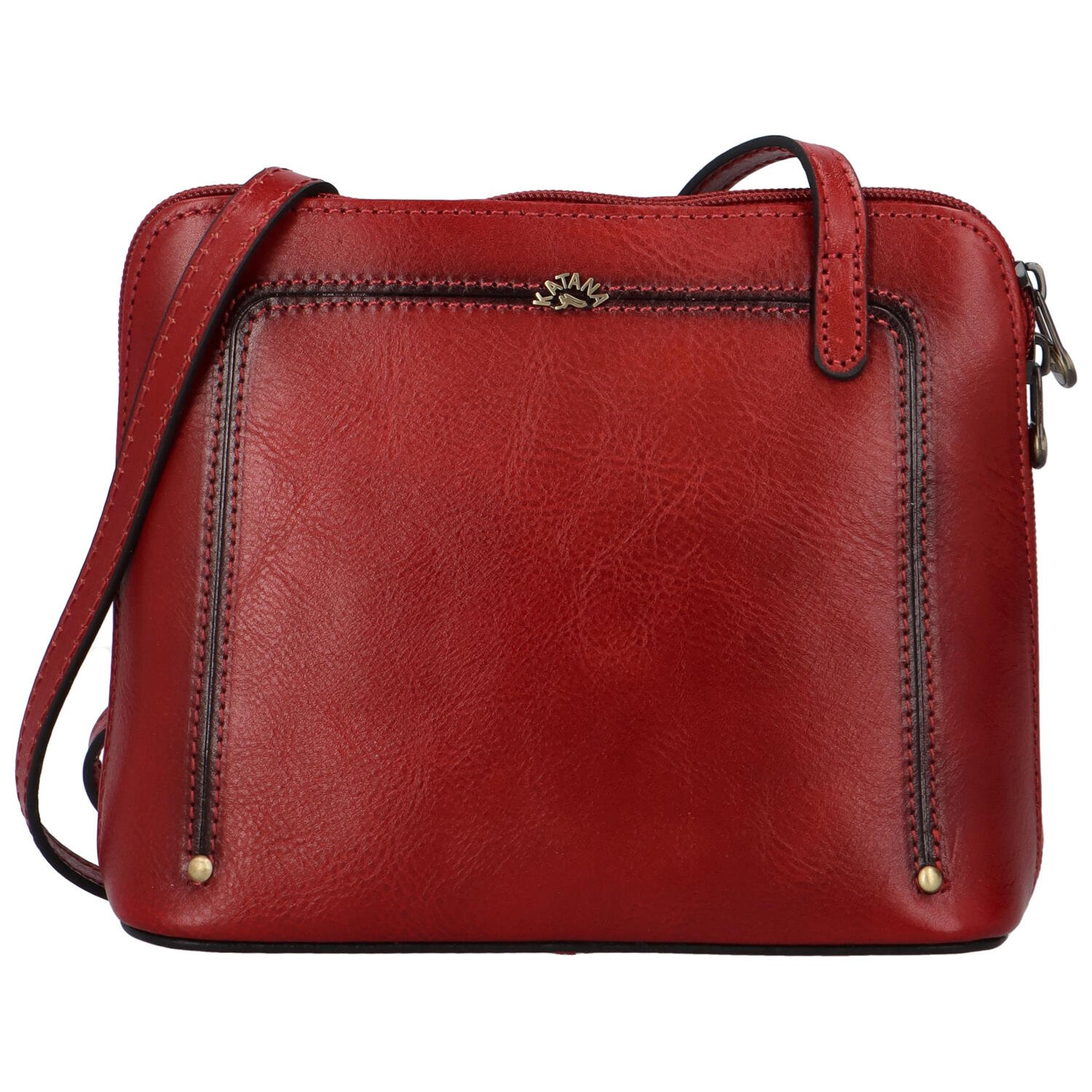 Dámská kožená crossbody kabelka tmavě červená - Katana Elenka