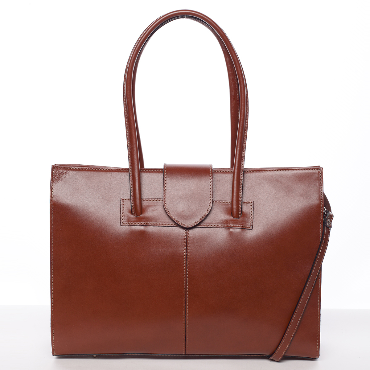 Elegantní a módní dámská kožená kabelka světle hnědá - ItalY Alison
