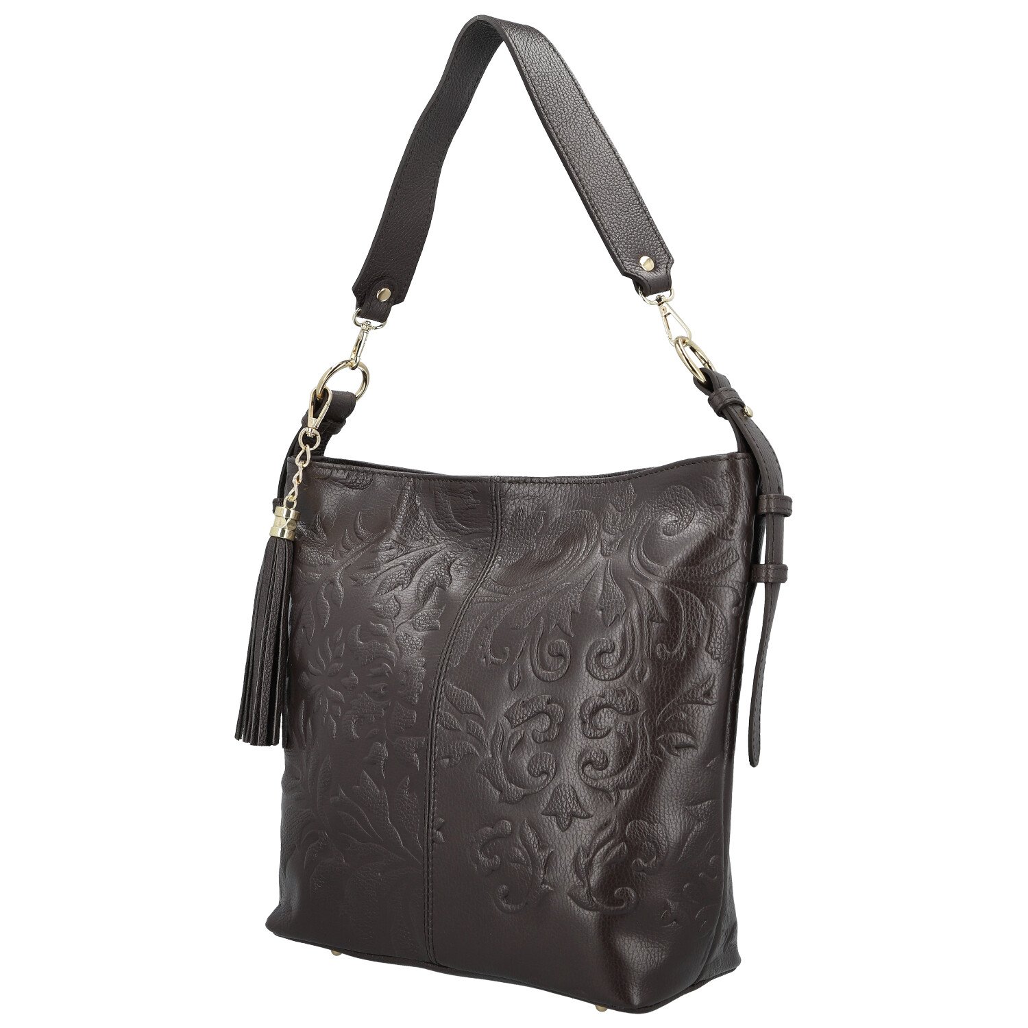 Dámská kožená kabelka do ruky tmavě hnědá - Delami Vera Pelle Moshe