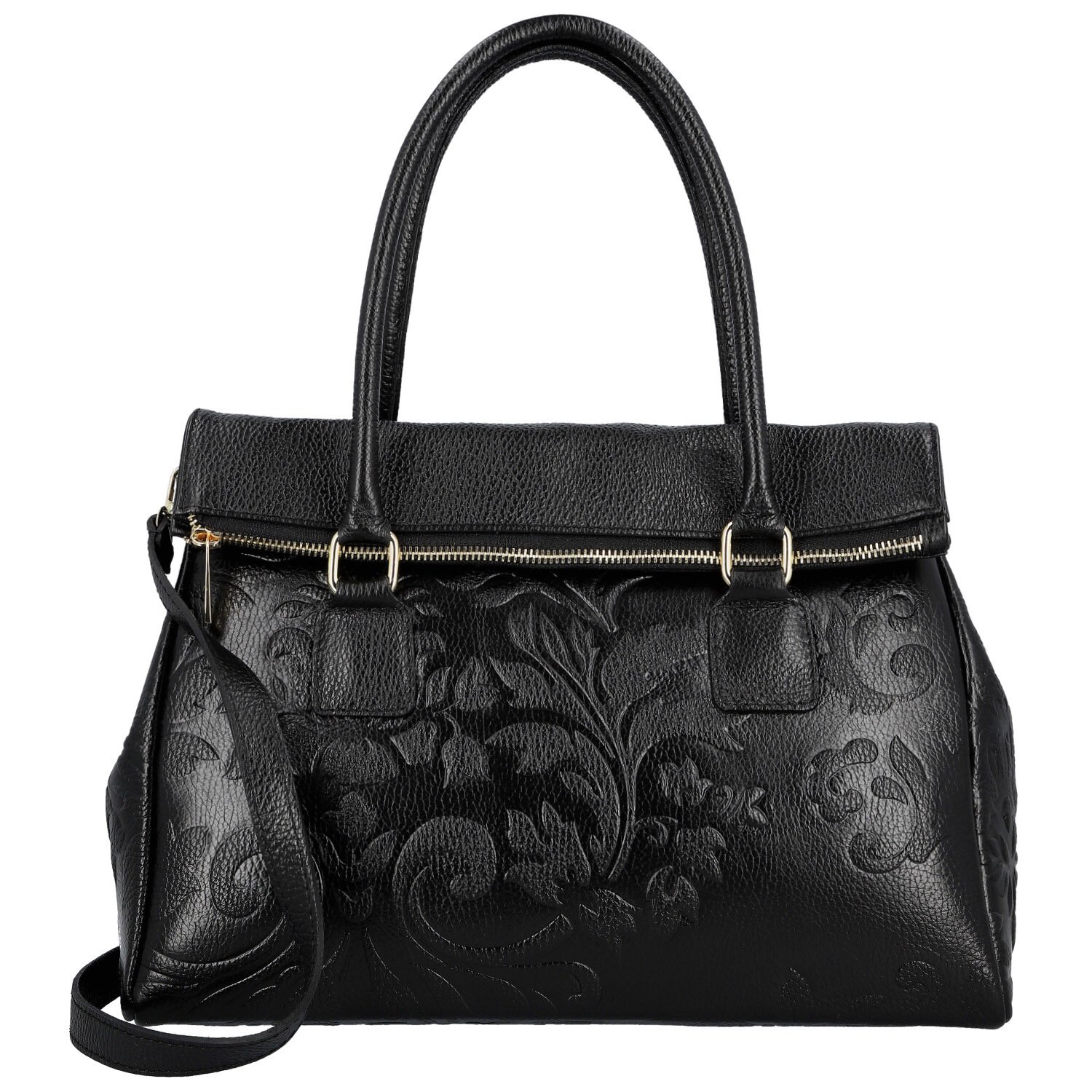 Dámská kožená kabelka do ruky černá - Delami Vera Pelle Arjana