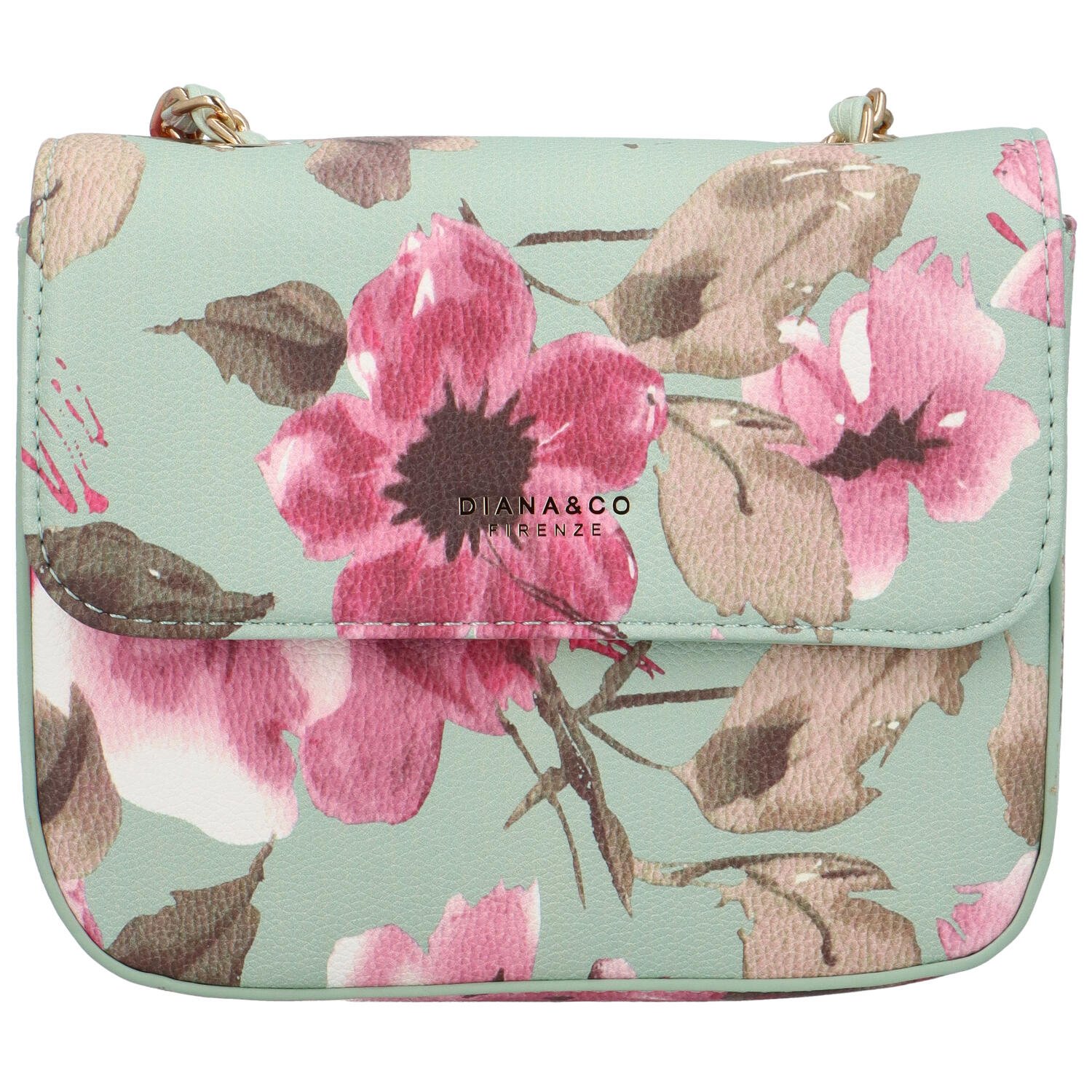 Dámská crossbody kabelka bledě zelená - DIANA & CO Melly Flower