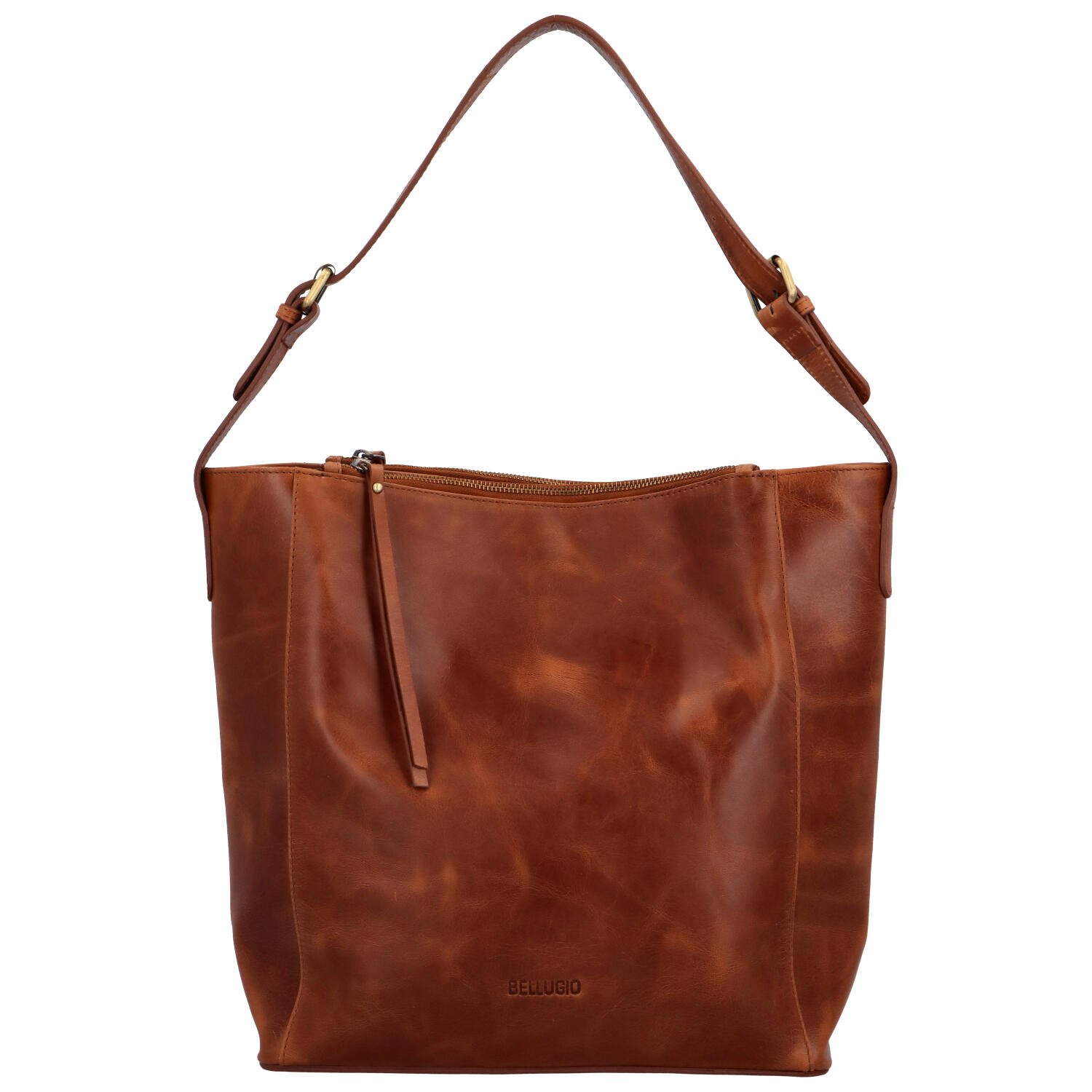Dámská kožená kabelka na rameno koňaková - Bellugio Kyera