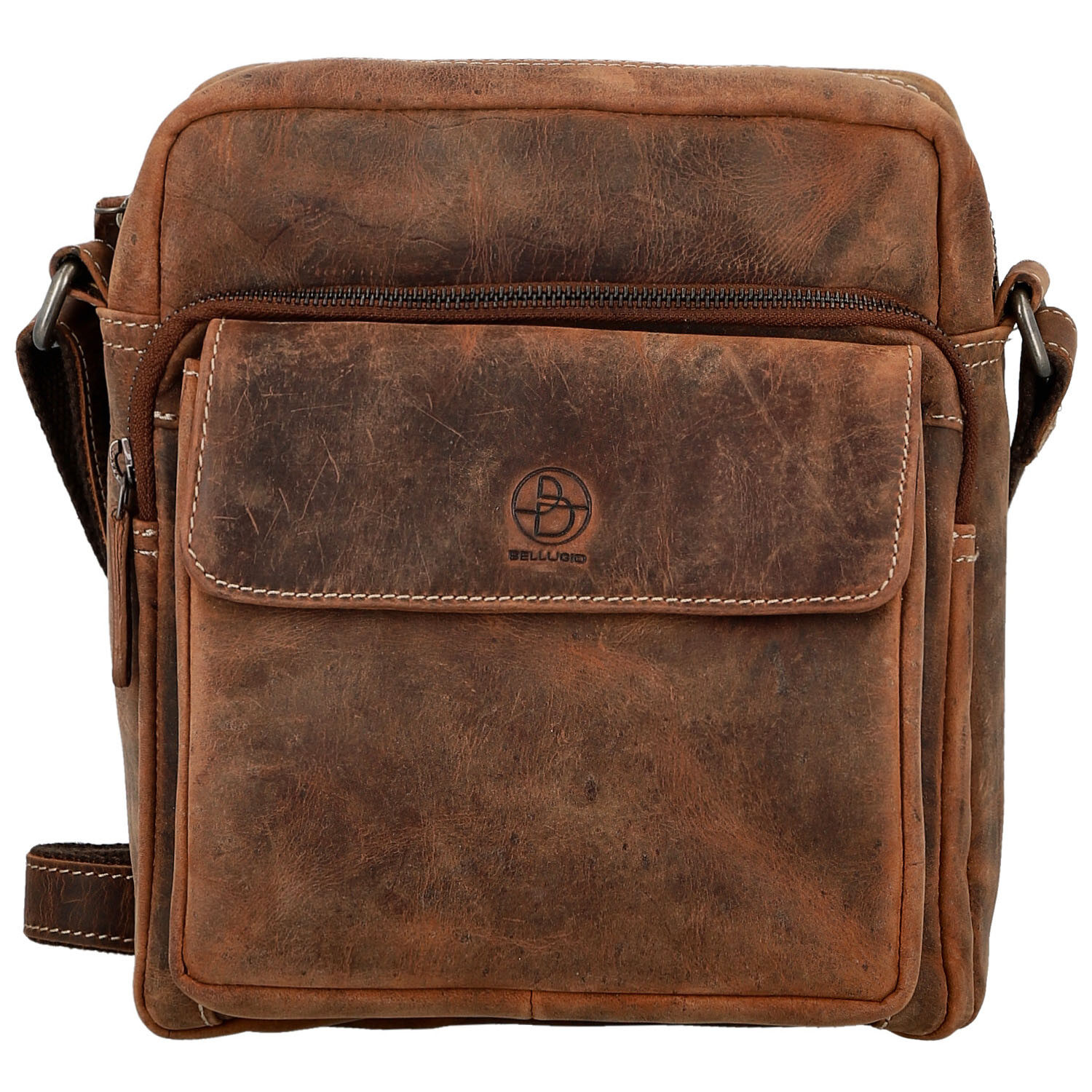 Pánská kožená crossbody taška hnědá - Bellugio Kalei