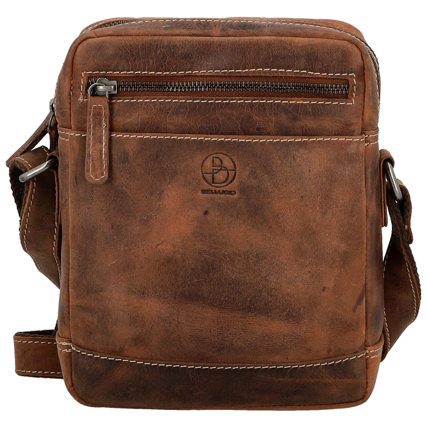 Pánská kožená crossbody taška hnědá - Bellugio Serchio