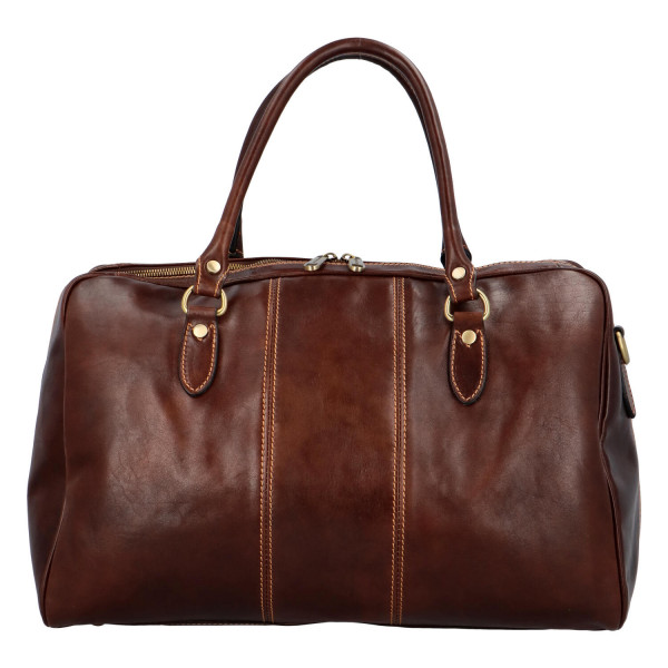 Kožená cestovní taška hnědá - Delami Vera Pelle Lorentto