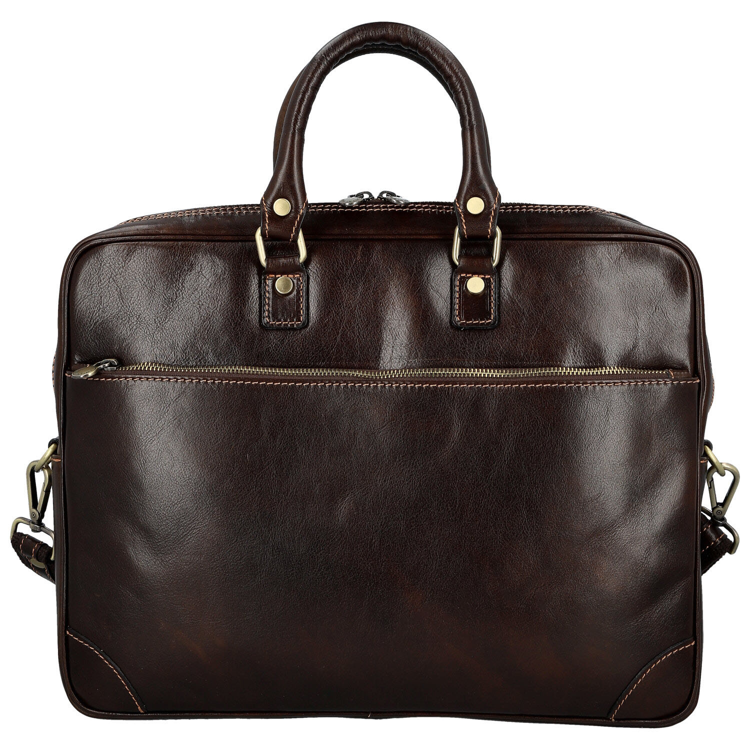 Kožená business taška tmavě hnědá - Delami Vera Pelle Evarist