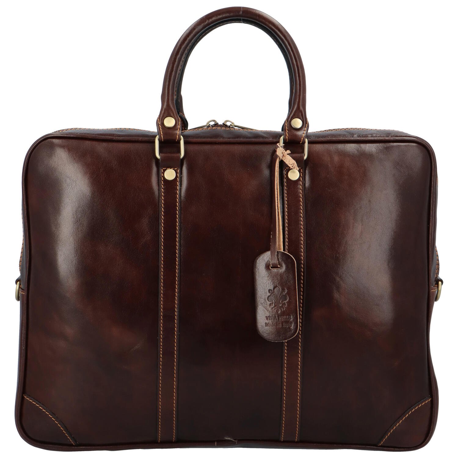 Kožená business taška tmavě hnědá - Delami Vera Pelle Paolo