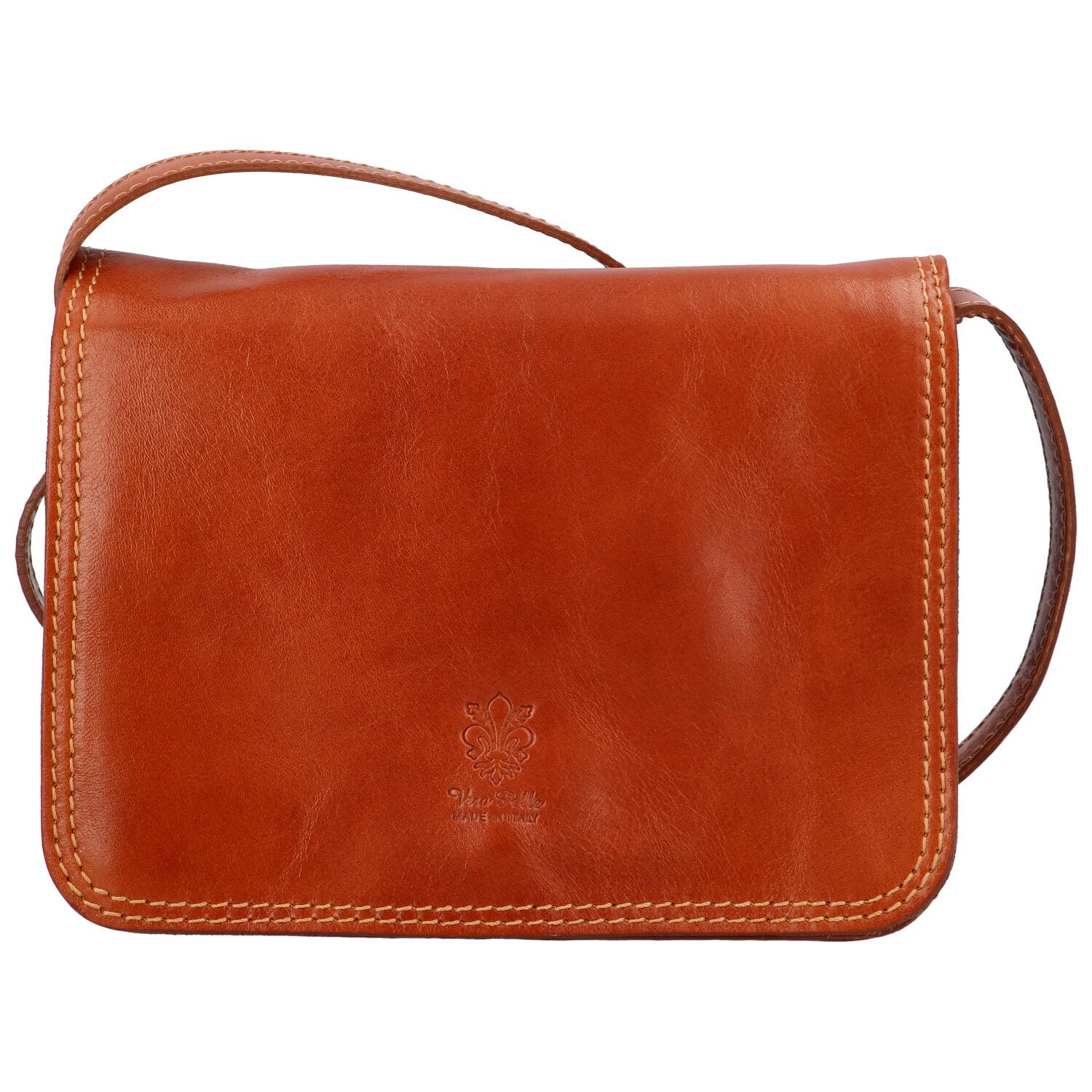 Dámská kožená crossbody koňaková - Delami Vera Pelle Satyrana