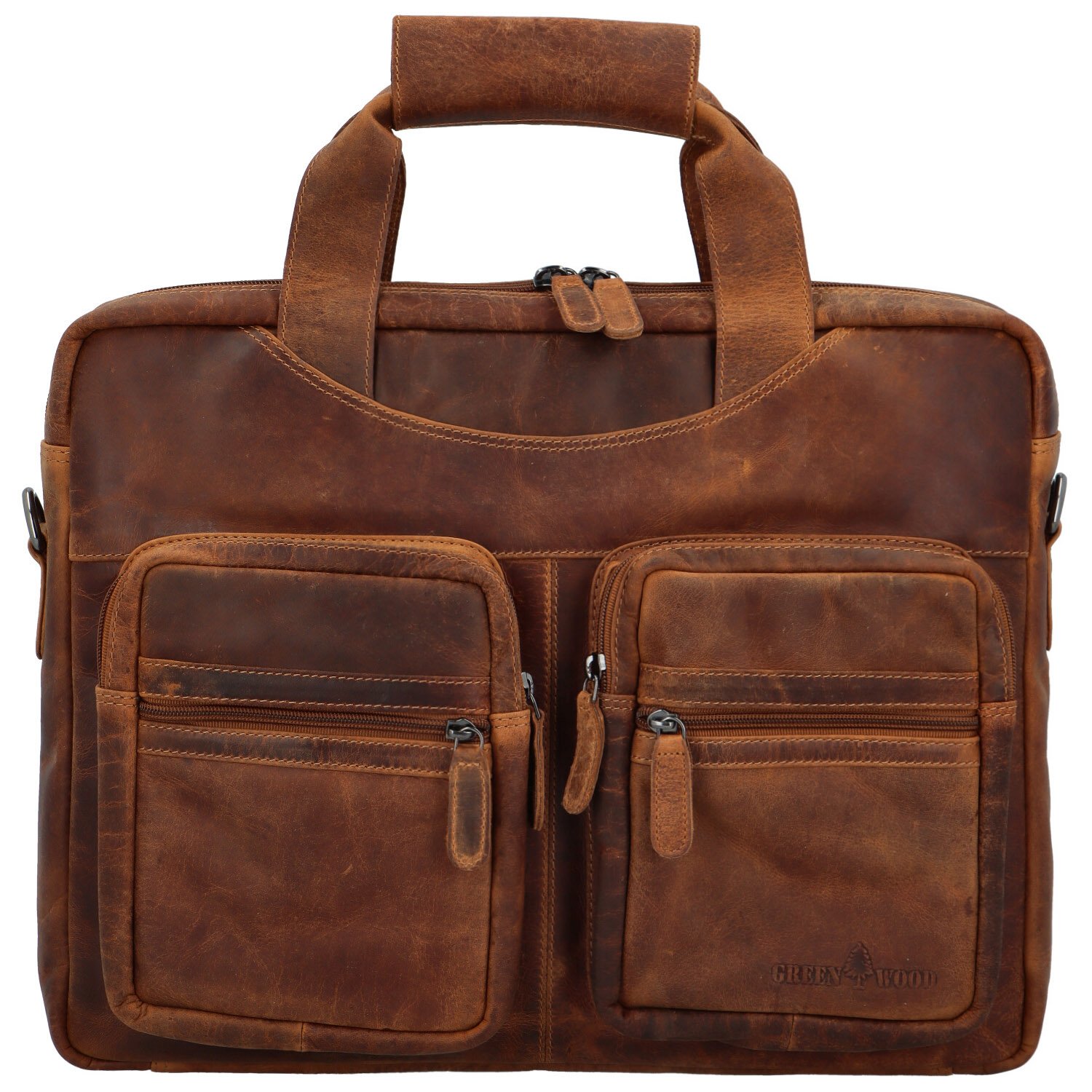 Velká pánská kožená taška na notebook camel - Greenwood Experes