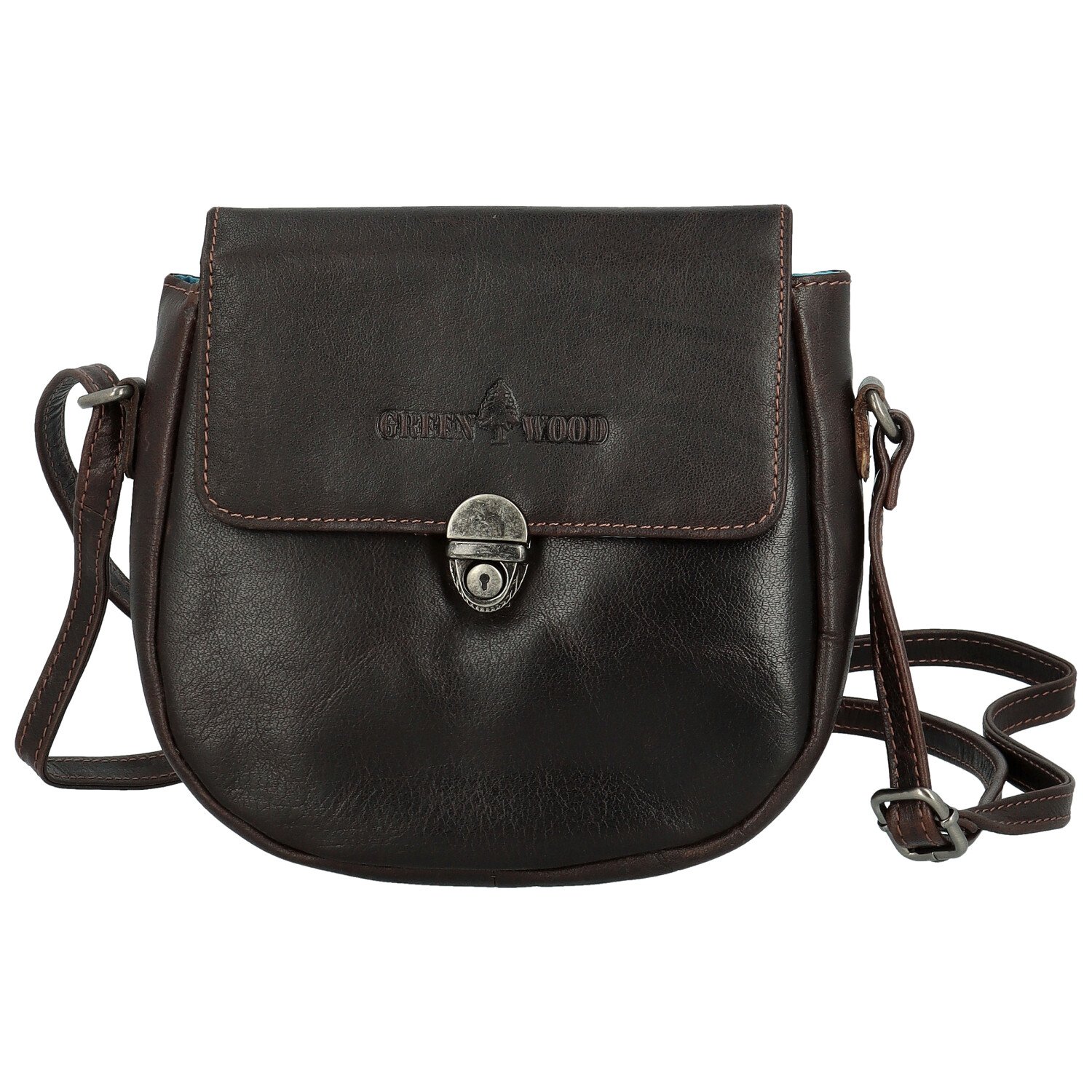 Dámská kožená crossbody kabelka tmavě hnědá - Greenwood Wika