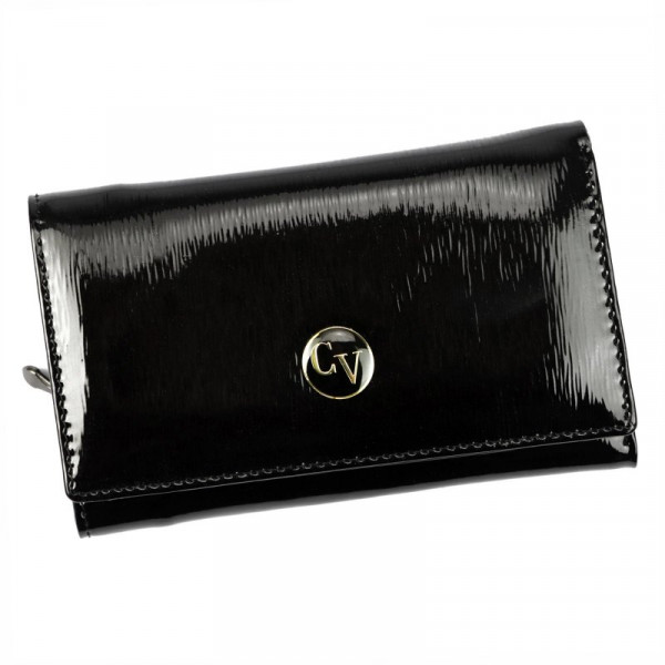 Dámská kožená peněženka lakovaná černá - Cavaldi H291