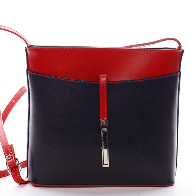 Dámská kožená crossbody kabelka černo-červená - ItalY Aneta