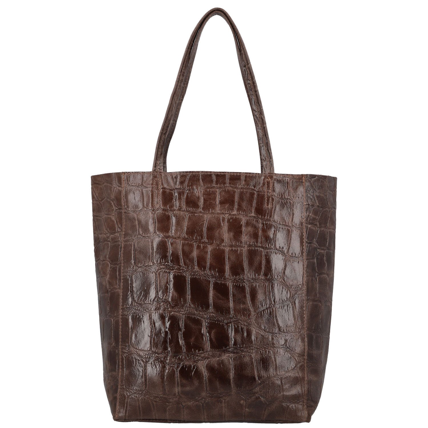 Dámská kožená kabelka na rameno tmavě hnědá - Delami Vera Pelle Rista