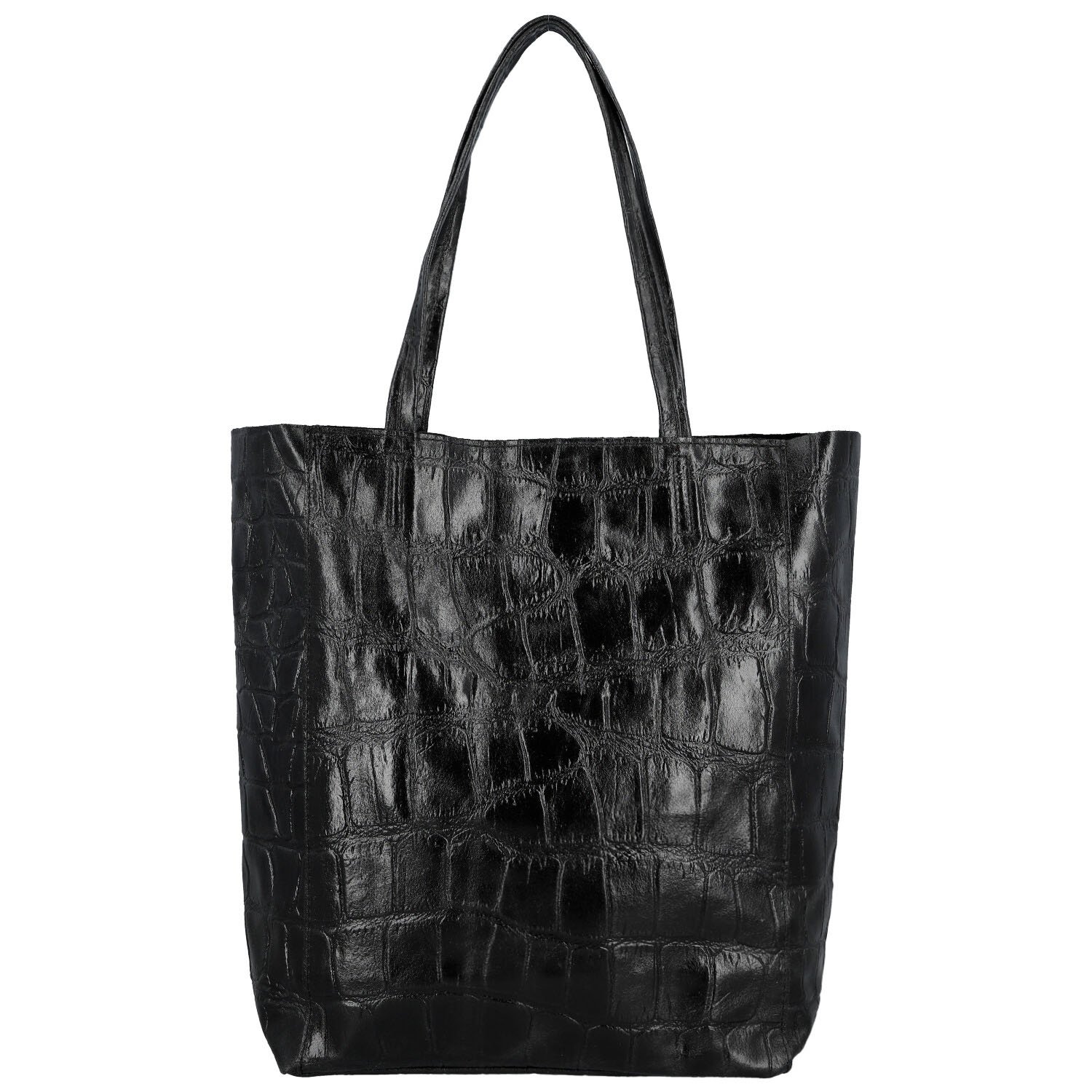 Dámská kožená kabelka na rameno černá - Delami Vera Pelle Rista