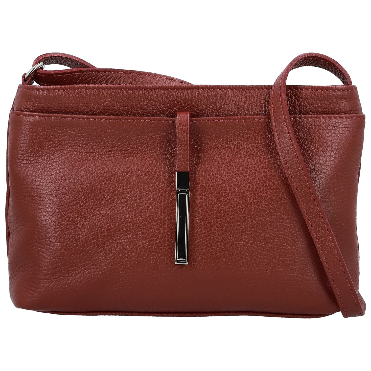 Dámská kožená crossbody kabelka tmavě červená - Delami Vera Pelle Finni