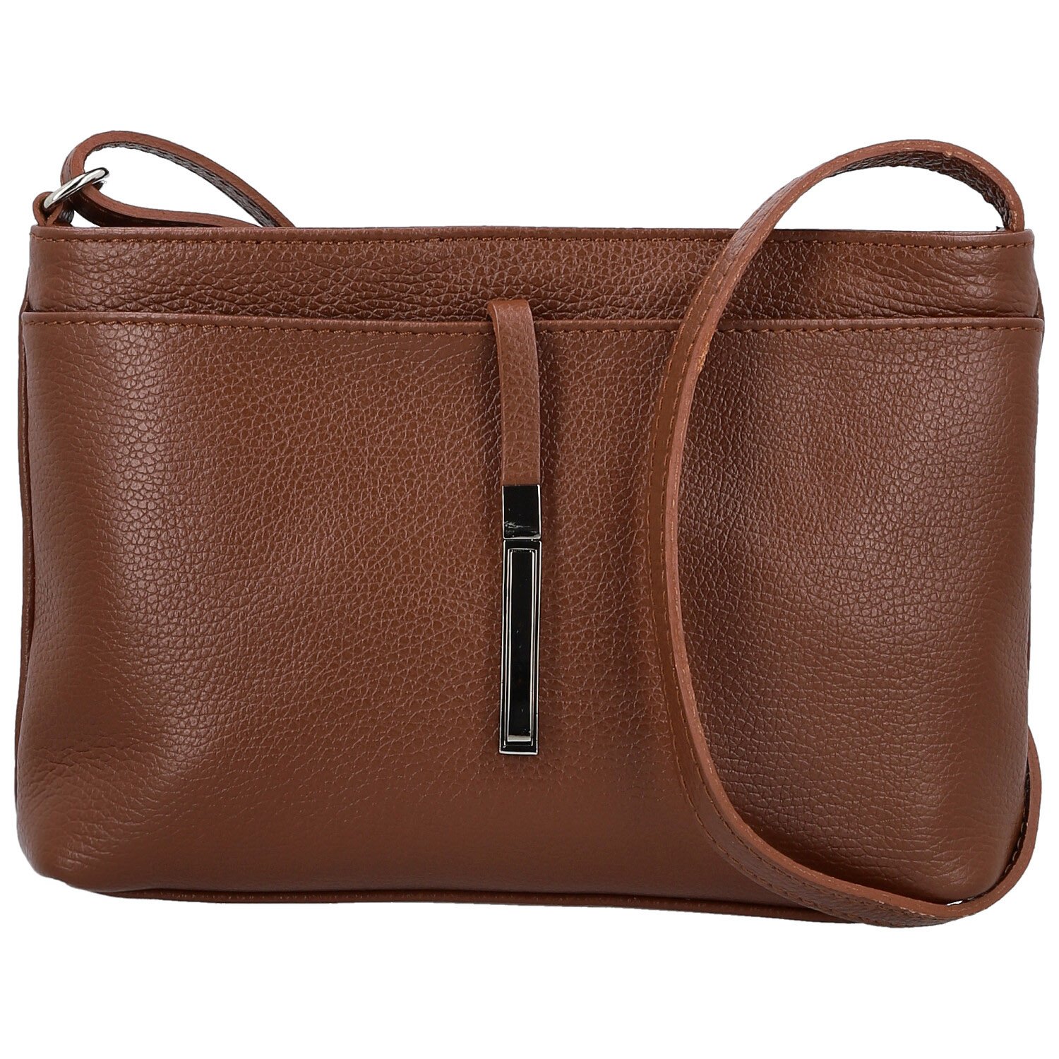 Dámská kožená crossbody kabelka hnědá - Delami Vera Pelle Finni