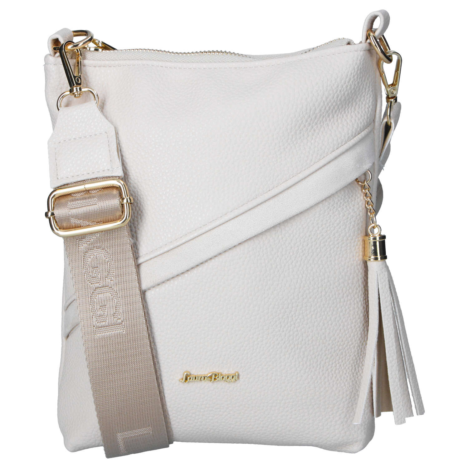 Dámská kožená crossbody kabelka béžová - Laura Biaggi Liora