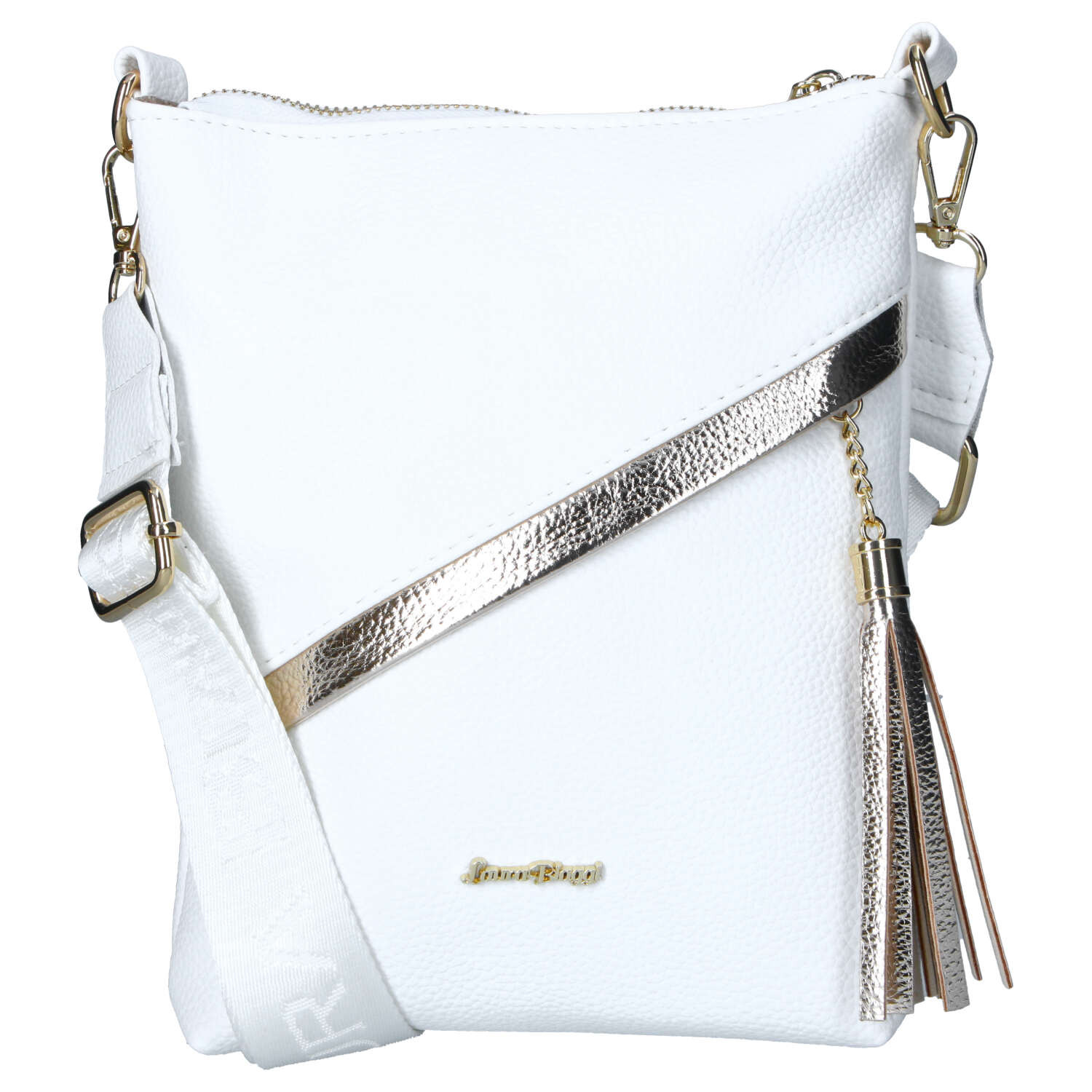 Dámská kožená crossbody kabelka bílá - Laura Biaggi Liora