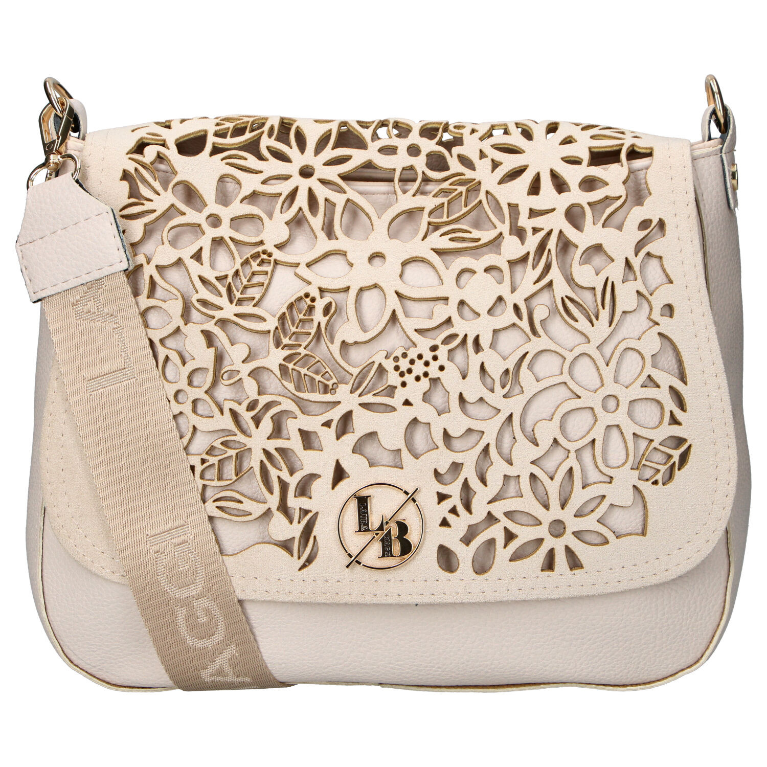 Dámská crossbody kabelka béžová - Laura Biaggi Mabel