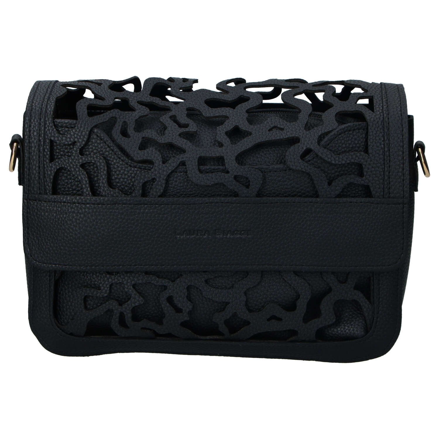 Dámska koženková crossbody kabelka černá - Laura Biaggi Shelly