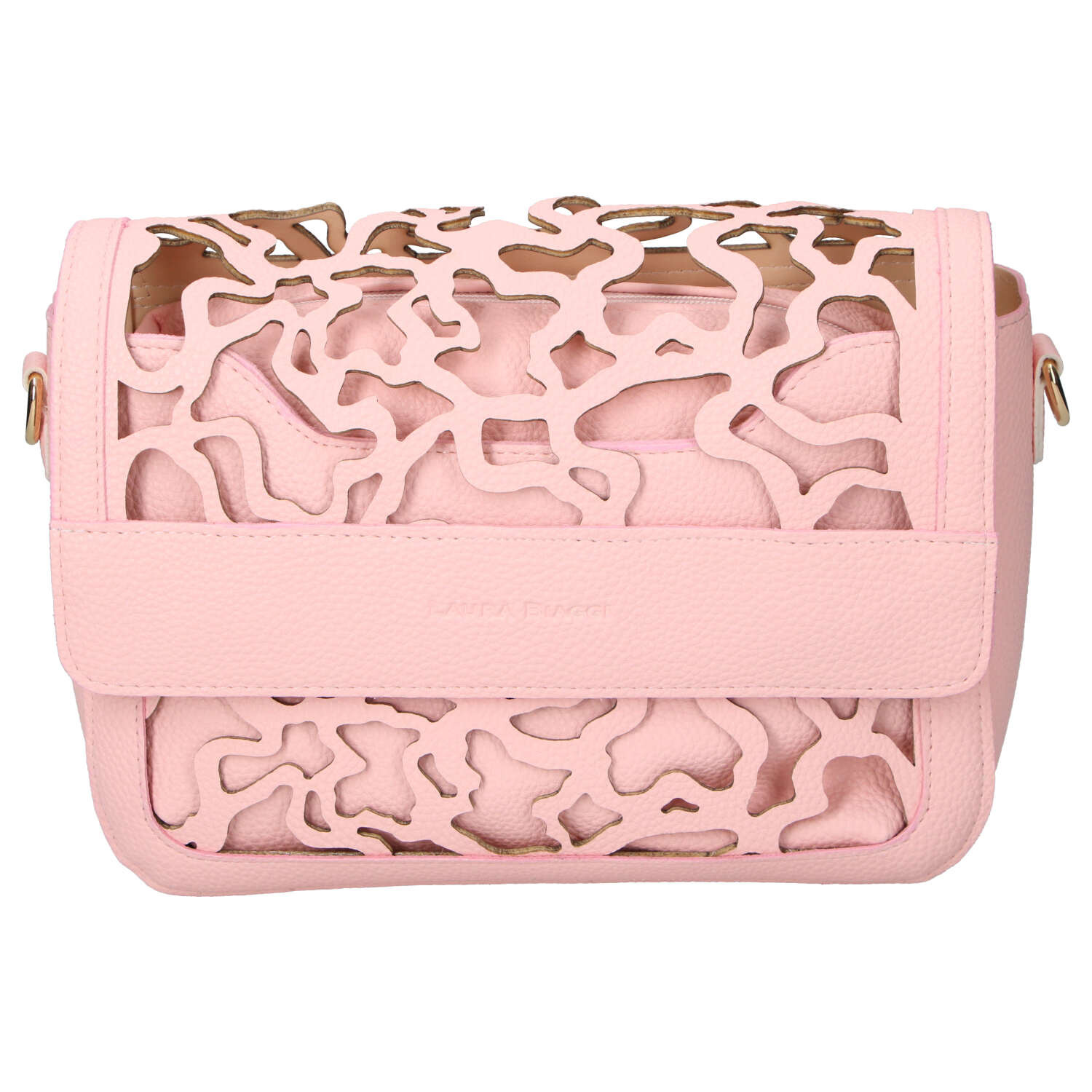 Dámska koženková crossbody kabelka ružová - Laura Biaggi Shelly