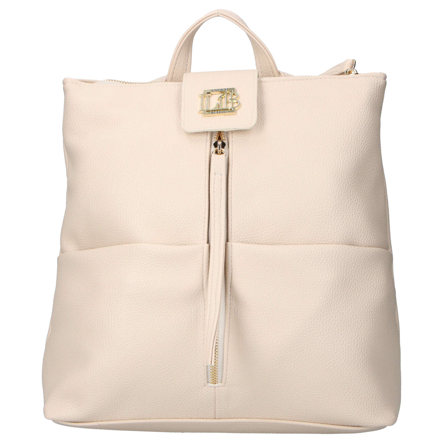 Dámský koženkový batoh béžový - Laura Biaggi Nova