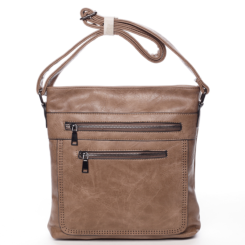 Moderní střední crossbody kabelka světlá taupe - Delami Karlie