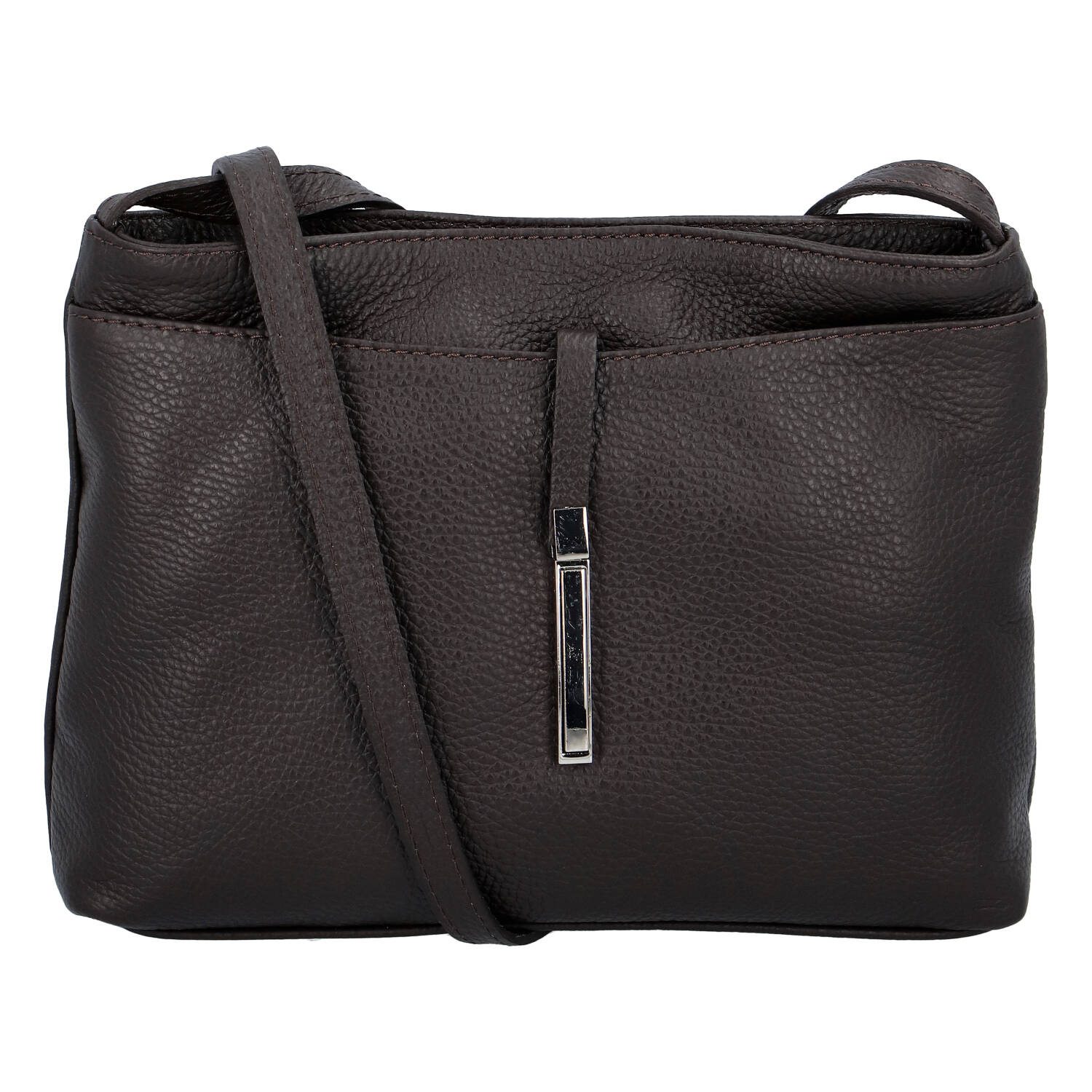 Dámská kožená crossbody kabelka tmavě hnědá - Delami Vera Pelle Eneta