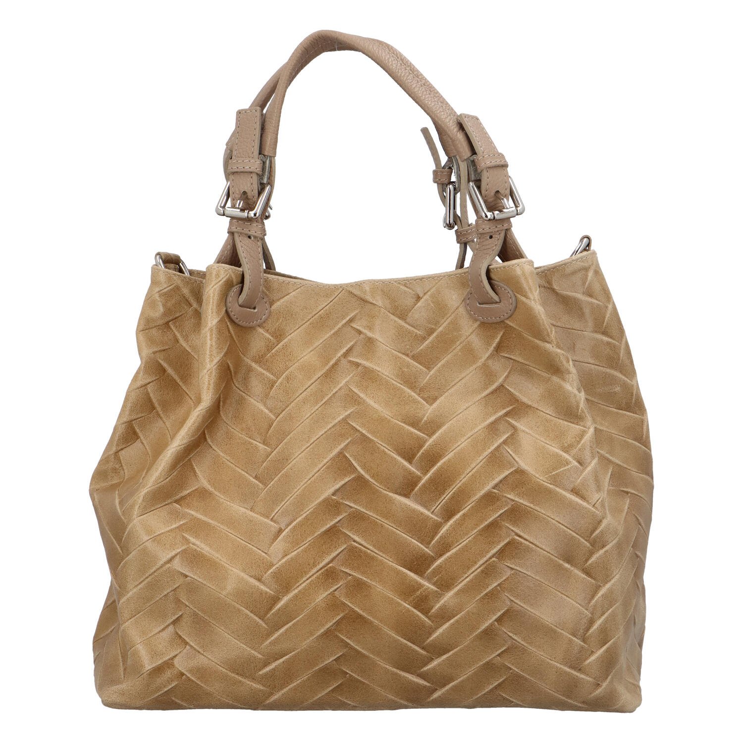 Dámská kožená kabelka přes rameno světlá taupe - ItalY Chelsea