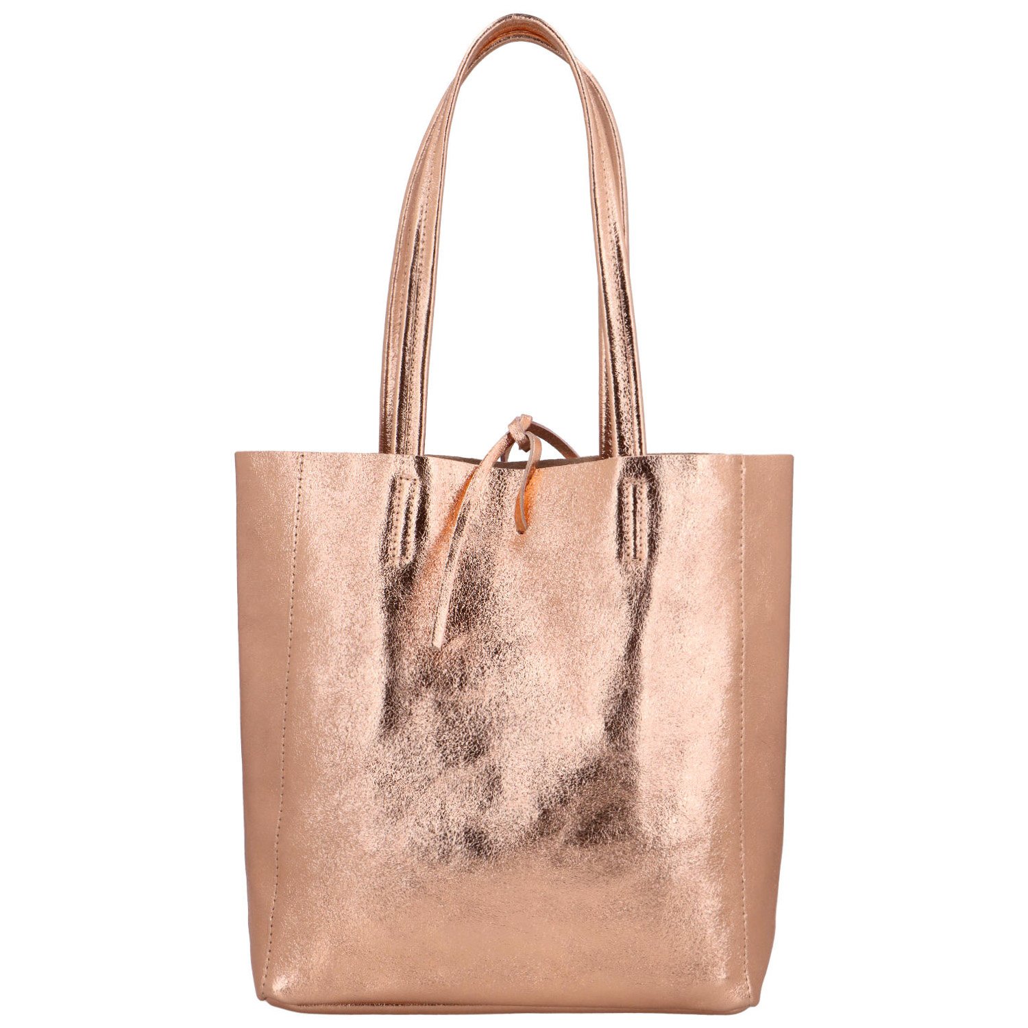 Dámská růžově zlatá kožená kabelka přes rameno - ItalY Noox Lami Two