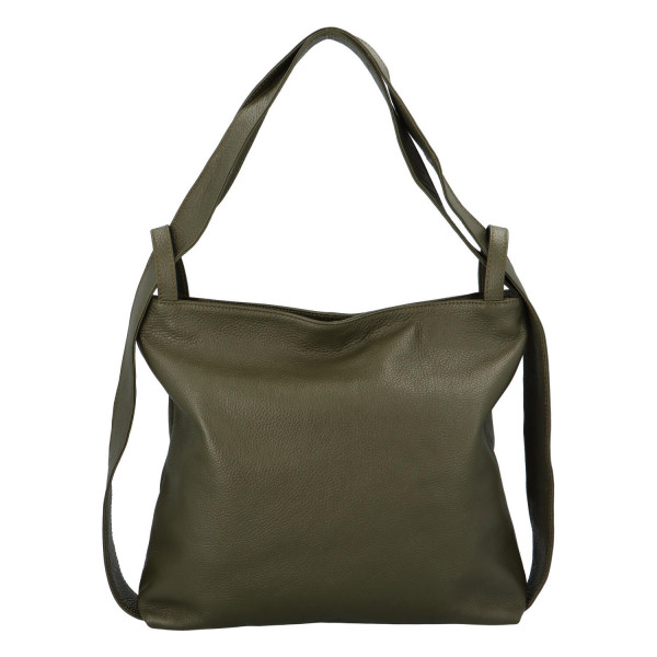 Dámská kožená kabelka přes rameno khaki - ItalY Armáni