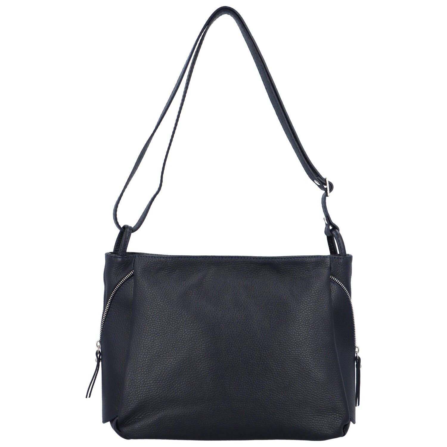 Dámská kožená crossbody kabelka tmavě modrá - Delami Carfiana