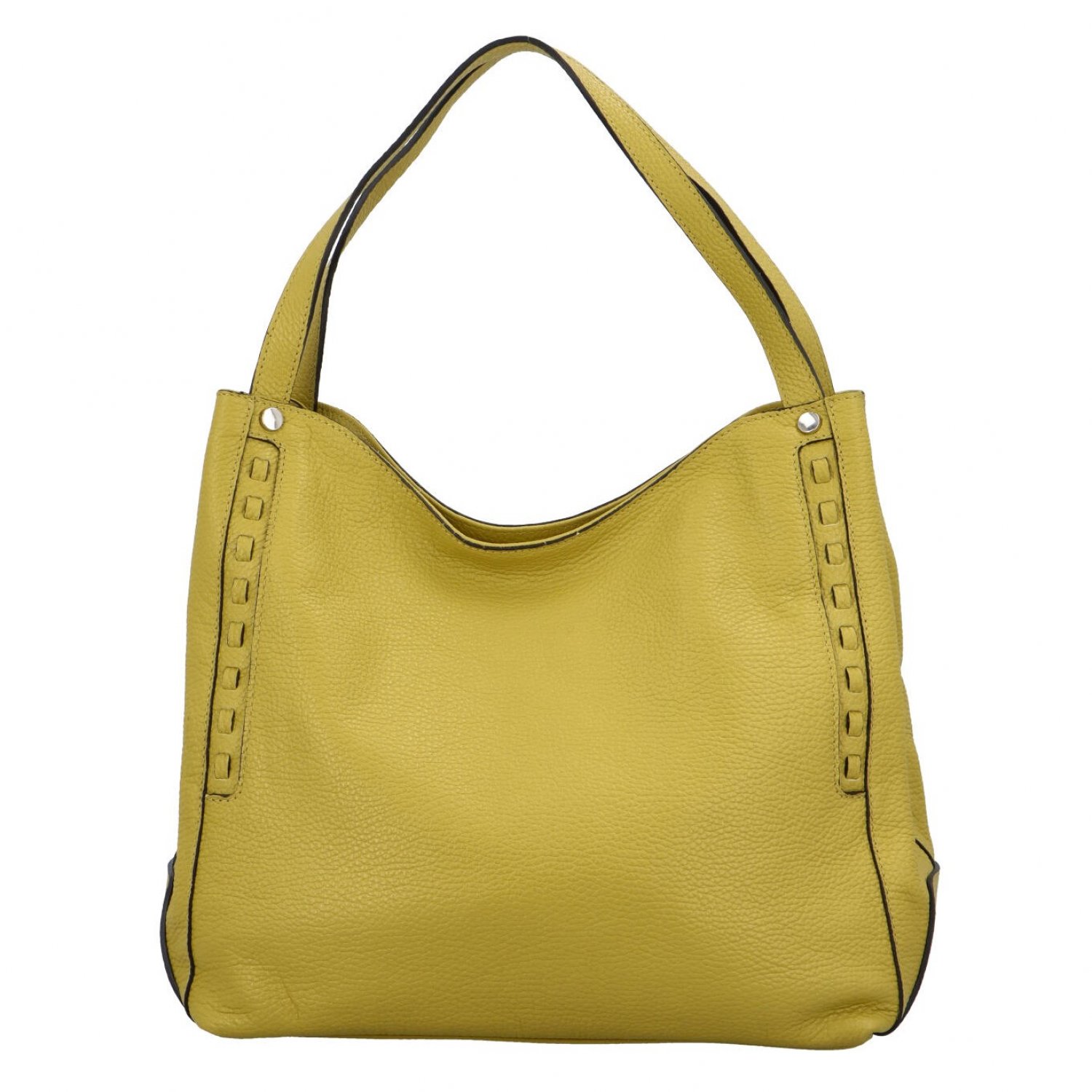Dámská kožená kabelka přes rameno olivově žlutá - ItalY Evelyn