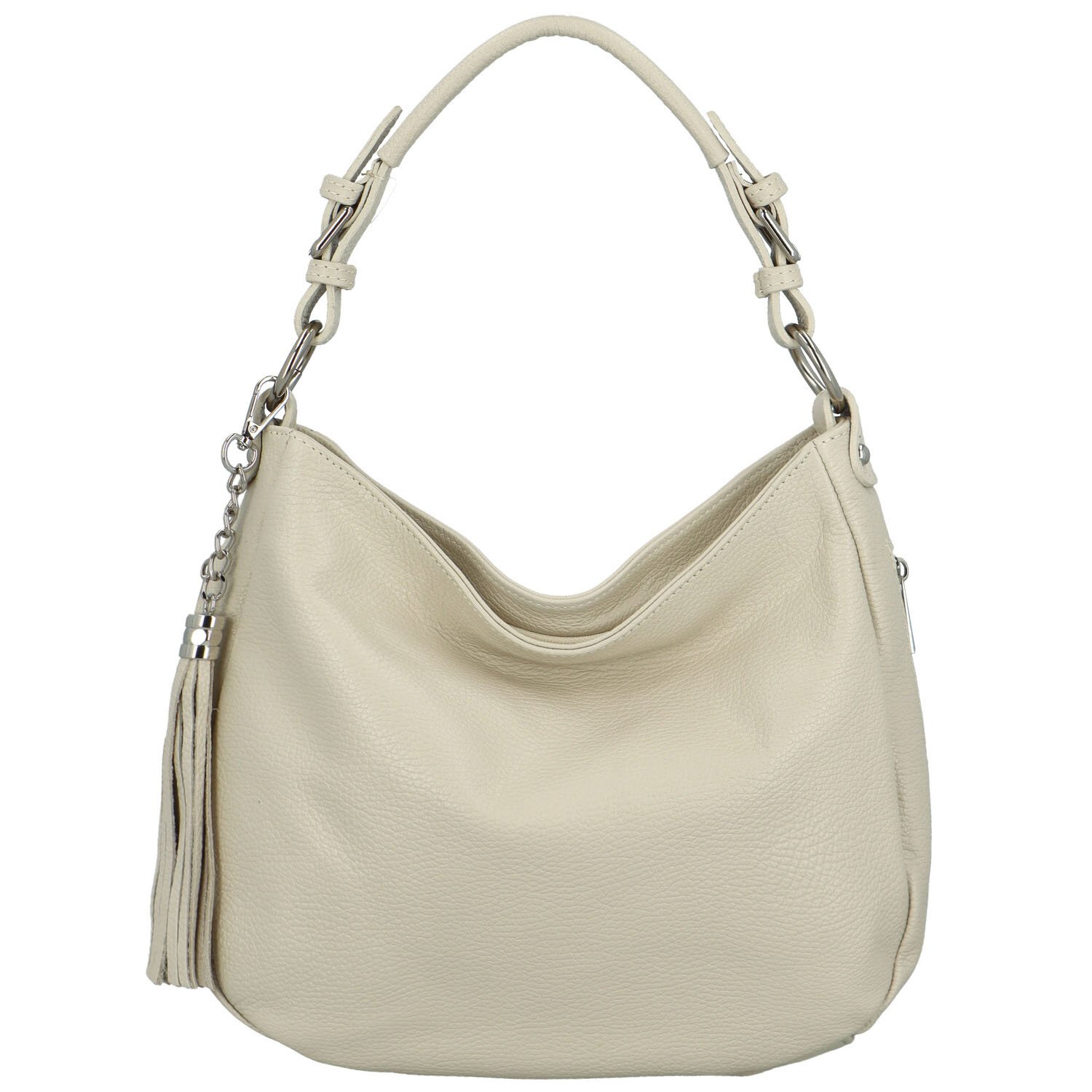 Dámská kožená kabelka přes rameno krémová - Delami Fineska