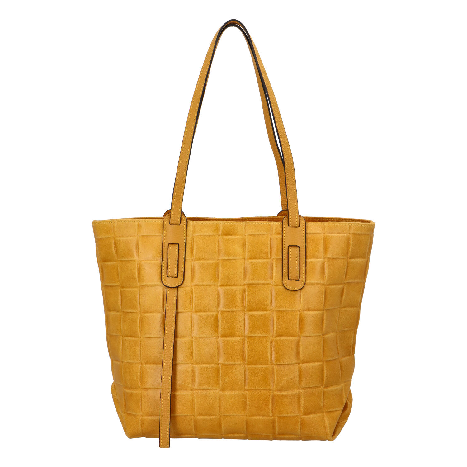 Dámská originální kožená kabelka žlutá - ItalY Drue