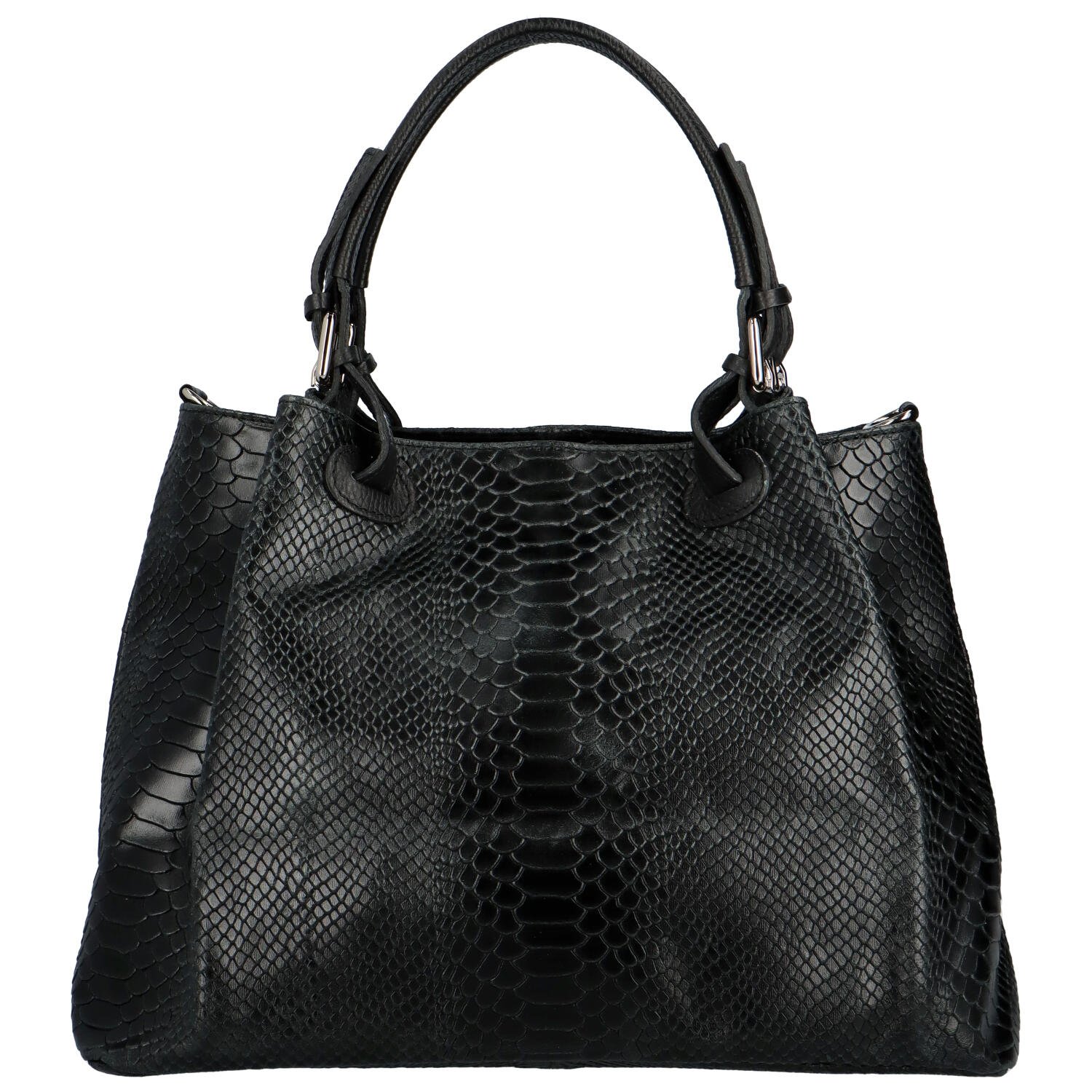 Dámská kožená kabelka černá lesklá - Delami Minestra 