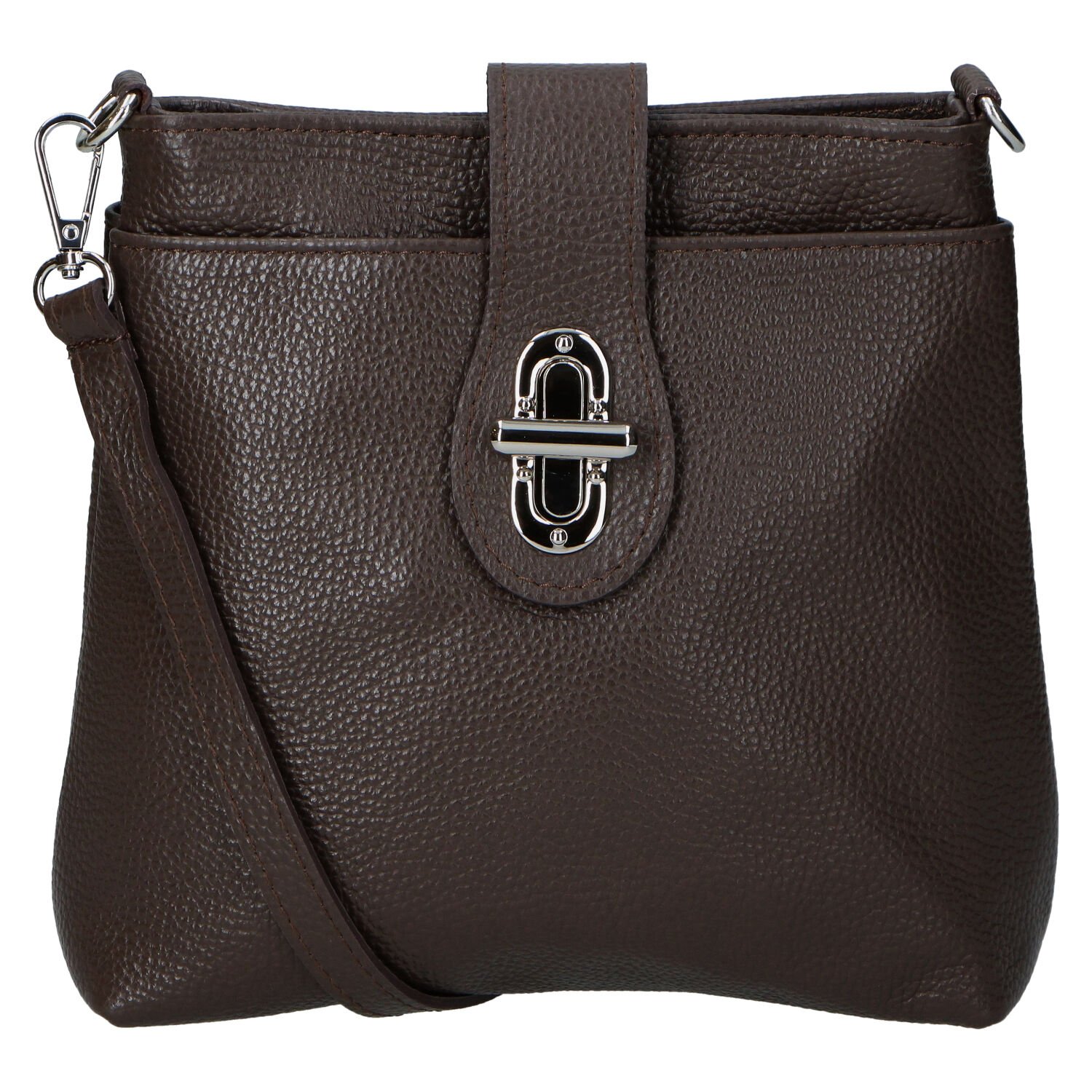 Dámská kožená crossbody kabelka tmavě hnědá - Delami Vera Pelle Rikkita