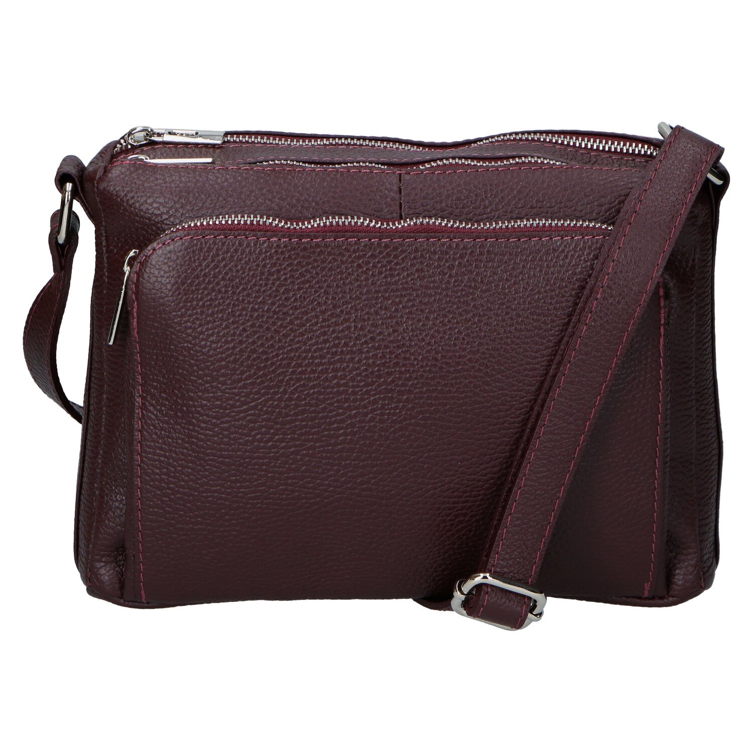 Dámská kožená crossbody kabelka vínová - Delami Vera Pelle Bandit